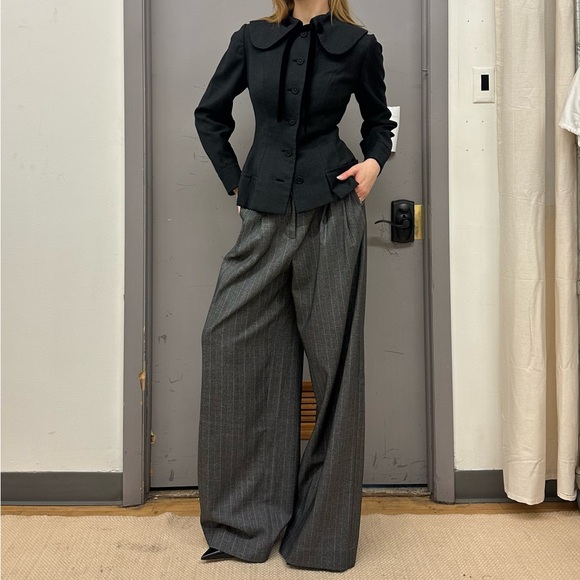 VINTAGE VICTORIAN WOOL GREY PEPLUM TOP - Picture 4 of 5